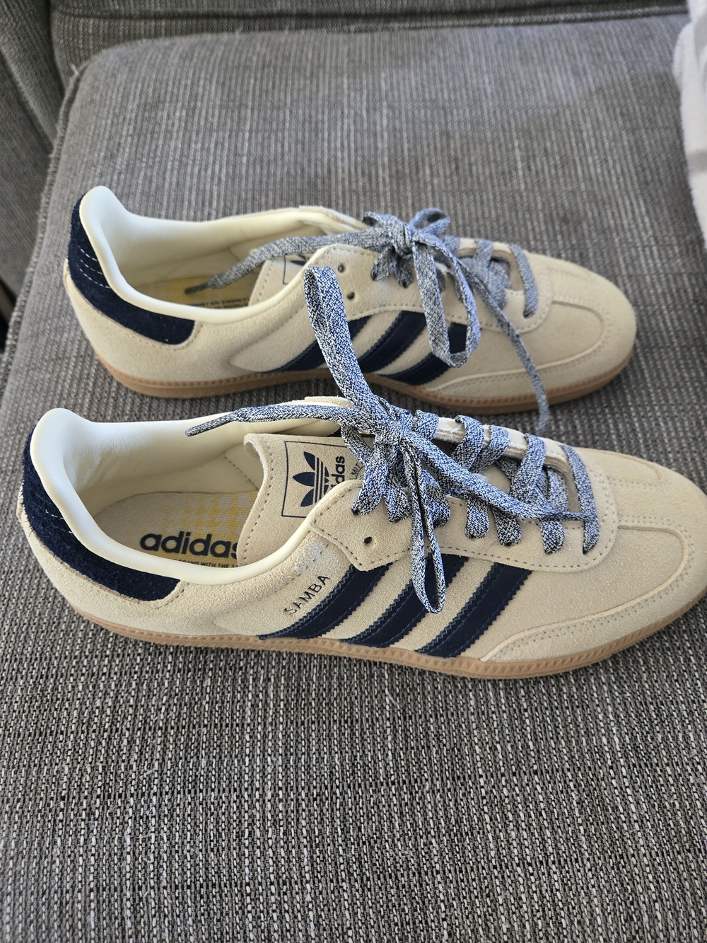 adidas Men’s Samba Sneakers in Cream and Navy